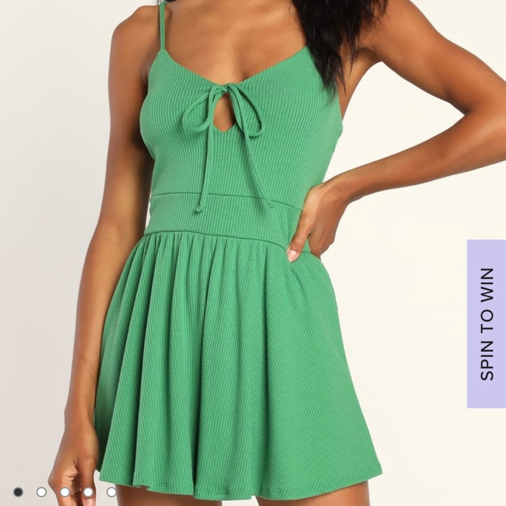 NWT Lulus Love and Leisure Green Ribbed Keyhole Lounge Romper